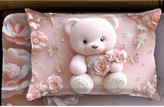 Premium 7D Teddy Printed Badsheet with two Pillow cover