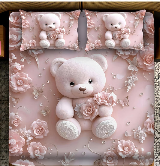 Premium 7D Teddy Printed Badsheet with two Pillow cover
